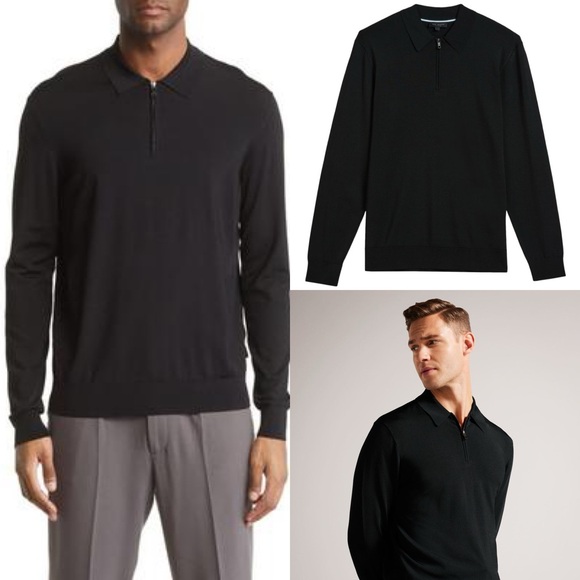 Ted Baker London Other - Men's Ted Baker London  Viba Half Zip
Polo Sweater - Black ted size 7 US 3Xl